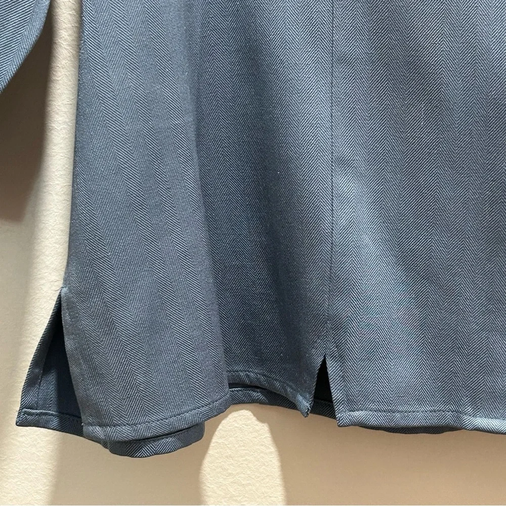 Norm Thompson Women's Blue Silk Twill Button-Up Tunic 3/4 Sleeves - Size 10 - Picture 6 of 9